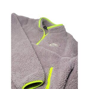 Nike Sherpa Cropped Quarter Zip Fleece Jacket Size Large Women's Gray Green‎